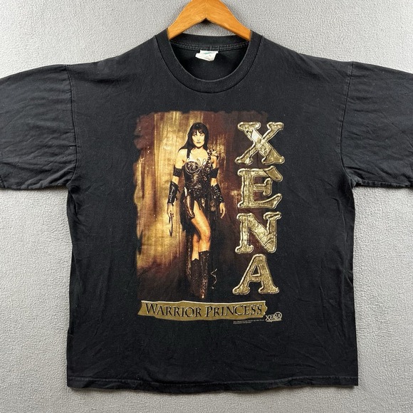 Tour Champ Other - Vintage Xena Warrior Princess Shirt Mens XL Black 90s TV Promo Grunge Big Print